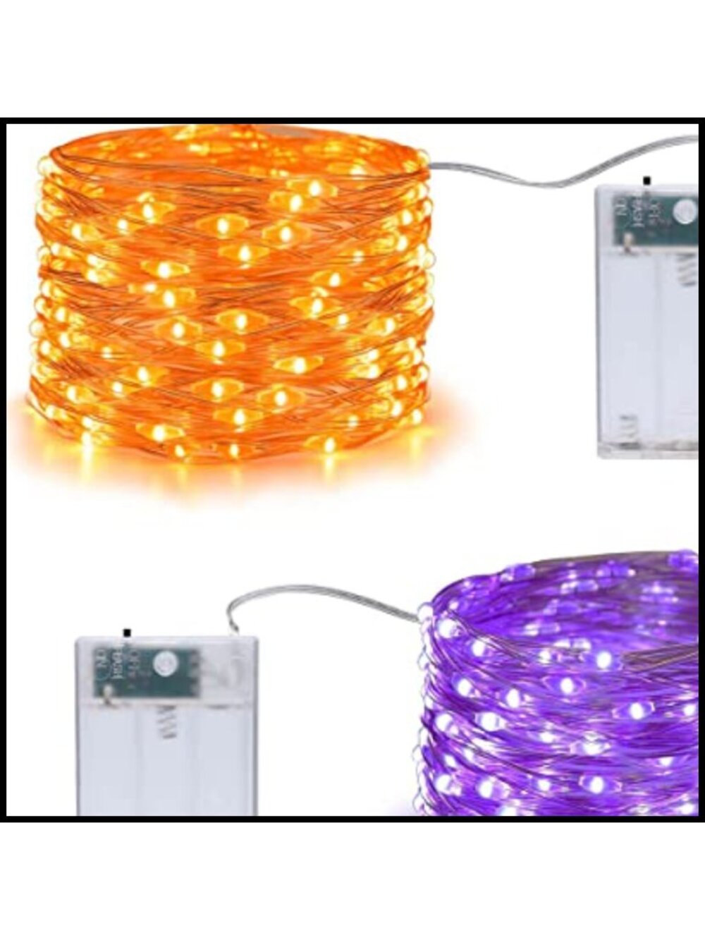 2 Pack Halloween Fairy String Lights 16.4ft 50 LED Battery Operated Copper Wire